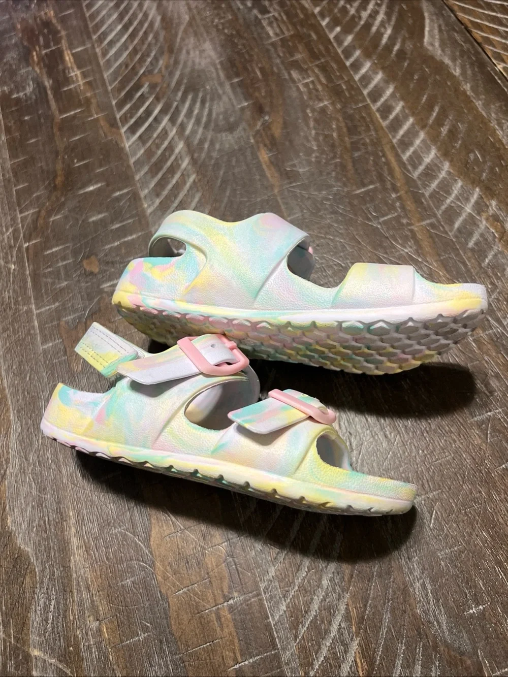 Cat & Jack Kids Pastel Rainbow Buckle Sandals - size 10 toddler
